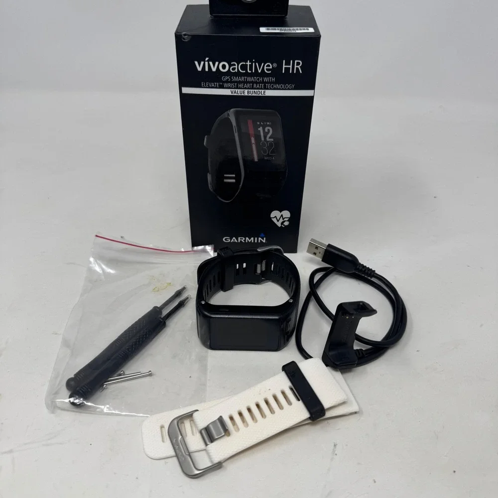 Garmin Vivoactive HR GPS Smartwatch Black Value Bundle For Parts or Repair Only